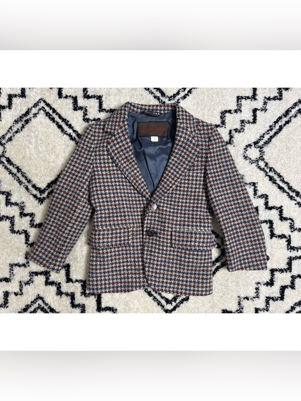 Vintage Yves Saint Laurent YSL Houndstooth Boys Blazer Size 6